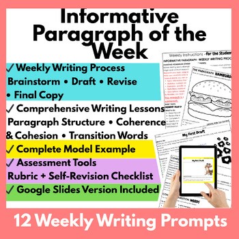 How to Write a Paragraph Writing Prompts | Informative Writing Workshop | 5 -6