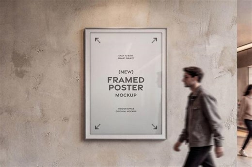 Indoor Framed Poster Mockup