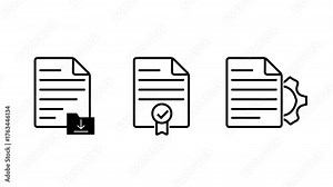 2D animation illustrating document download, certification or approval process, and document settings or configuration. online verification, and file management systems. 4k size video alpha channel