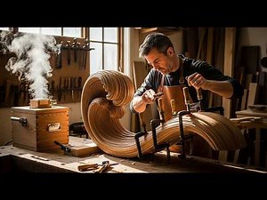 Master Craftsman || Building A Solid Wood Dining Table With Wave Shaped Wooden Rails