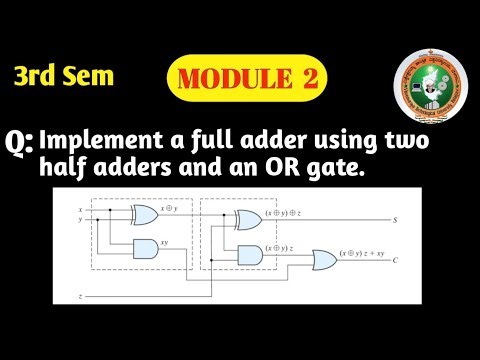 VTU | DDCO | 3rd Sem | BCS302 | Module 2 | Full Adder Using Two Half Adders and OR Gate | IMPORTANT