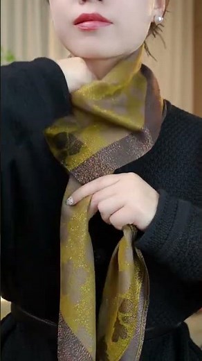 A Black Sweater Is Too Simple Brighten It Up with a Large Square Scarf