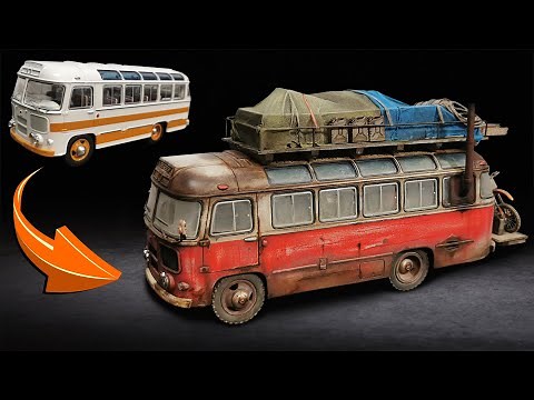 Before and After PAZ-672 Soviet Bus scale 1:43 / Apocalypse Vehicle