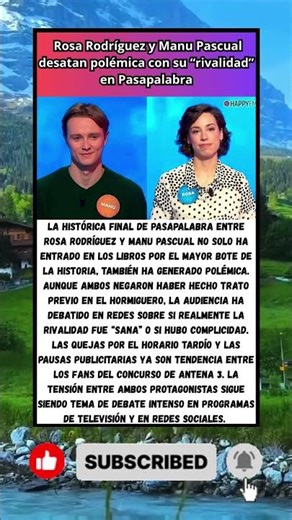 💥 Rosa Rodríguez y Manu Pascual desatan polémica con su “rivalidad” en Pasapalabra
