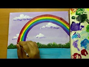 Rainbow Acrylic Painting for Beginners with Lakeview