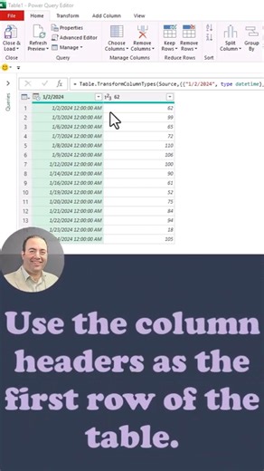 Demote Column Headers as First Row in Power Query