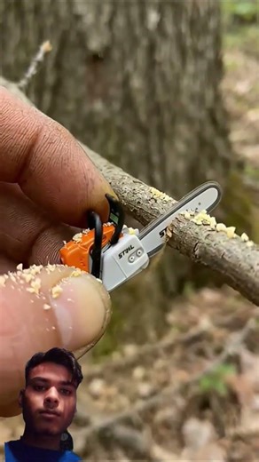 This looks like a toy or a keychain — but this tiny STIHL chainsaw actually cuts real wood. #shorts
