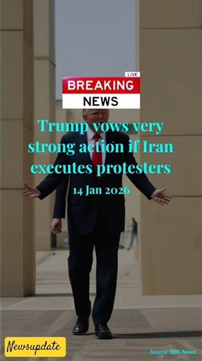 Trump vows very strong action if Iran executes protesters.#news #shorts #shortvideo #facts #global