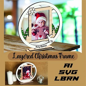 Layered Christmas Frame Laser Cut Files Vector Ready AI SVG Cut and Engrave - Etsy