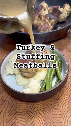 Turkey & Stuffing Meatballs. For anyone who missed Turkey dinner.