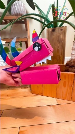 Creating a Moving Paper Dragon Puppet: Fun DIY Tutorial 🌈🐉 #zcrafttube #diy #creativecrafts