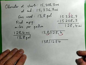 Find miles per gallon from the odometer of a vehicle