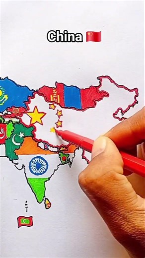 Draw Flag Map of China 🇨🇳 #china