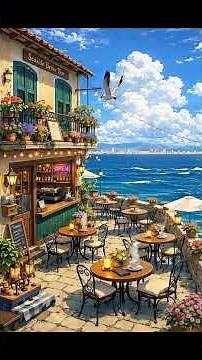 Coastal coffee shop atmosphere with Lofi Hip Hop mix - Relaxing coffee shop music ☕ #sunset #lofi