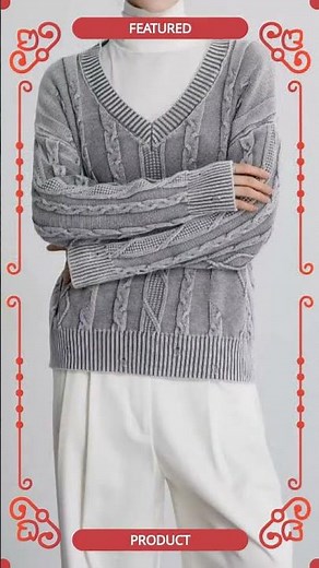 Cable Knit V-Neck Sweater