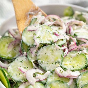 2.8M views · 7.5K reactions | This Creamy Cucumber Salad recipe is a classic! ️RECIPE: https://thestayathomechef.com/creamy-cucumber-salad/ | Recipes | Facebook