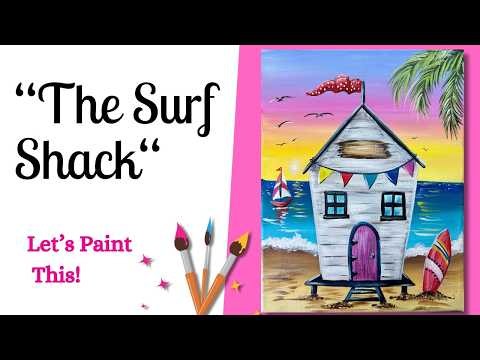 How To Paint "The Surf Shack" - Acrylic Painting Tutorial For Beginners