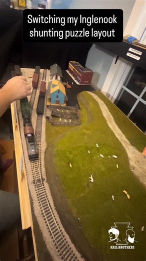 Rail Brothers on Instagram: "Switching my Inglenook shunting puzzle portable model railroad layout. Sorting the cars here took about 10 minutes this time so I sped this up by about 10 times so you can see the whole session. You can see my previous reel to see how the Inglenook sidings “game” is played. #modelrailroad #modeltrains #modelrailway #puzzlegame #shuttingpuzzle"