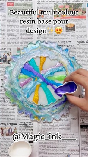 Beautiful multicolour resin base pour design✨😍#subscribe #resinpour #resinart#basecolor#basedesign