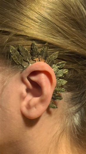 Handcrafted Gold Leaf Ear Cuff | Jewelry Making Process Step by Step #handshaped#diy#jewelrydesign