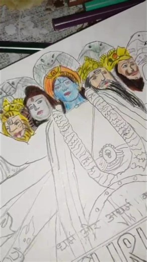 Kurukshetra drawing 🔥 ❤Vishnu Dadhavatar #drawing #art #sketch #trending #kurukshetra #vishnudrawing