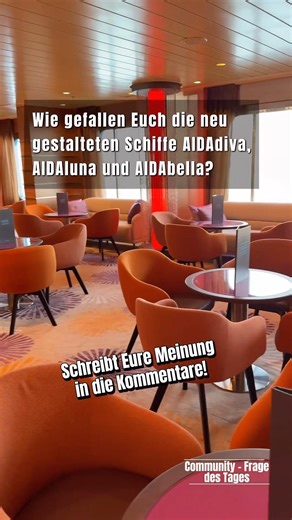 Wie gefallen Euch die neu gestalteten Schiffe AIDAdiva, AIDAluna und AIDAbella?