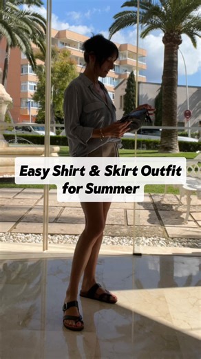 🌞🕶Skirt & shirt outfit inspo, when you feel like something other than shorts and need something a little more formal for a casual work meeting! 👉Experiment with stripes and florals in a safe way by using an embossed floral pattern...see the skirt self-pattern. Mixing the 2 makes your look more put-together and takes it up a notch, while still remaining casual! 😎I think its the sun and heat but chilled out is my go-to right now!!! 🧐Also...check out the casual basket bag for a more holiday, s