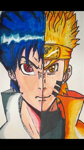 Drawing fusión Naruto Vs Sasuke. #naruto #sasuke #animeshorts #art #drawing #animeeart