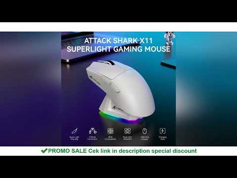 ATTACK SHARK X11 Lightweight Wireless Gaming Mouse with RGB Backlight Charging, Up to 22K DPI, PAW33