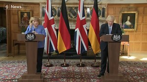 In her last official visit to the UK before she leaves power in September, German Chancellor Angela Merkel said double-jabbed people should be able to travel from the UK to Germany without quarantining "in the foreseeable future". Matt Frei reports. | Channel 4 News