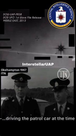 The "Star Shaped" UFO released by The Pentagon this week was also seen in 1967 & It's on the logo of the CIA 👀🛸👽In October 1967, Devon police constables Roger Willey and Clifford Waycott chased a bright, star spangled, cross shaped UFO for 14 miles near Holsworthy (near Okehampton) in the early hours, reaching speeds of 90 mph. The silent object, reported on Oct 24, was seen at treetop height, often accelerating away when approached, and was part of a larger 1967 UK UFO flapIs there more to t