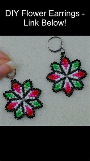 Handmade Seed Bead Flower Earrings DIY #diy #beads #earrings
