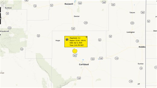 Magnitude 4.3 earthquake rocks southern New Mexico
