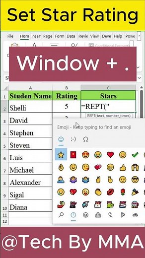How To Set Rating in Excel | A Quick Tutorial 🌟 | Excel Tips & Tricks Shorts #microsoftexcel