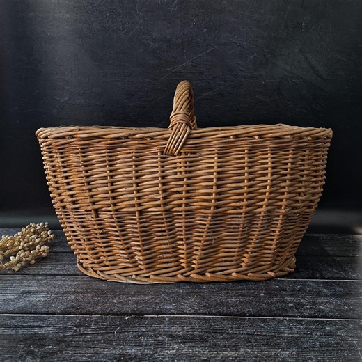 Large French Wicker Storage Basket, Vintage Basket for Market, Knitting or Home - Etsy
