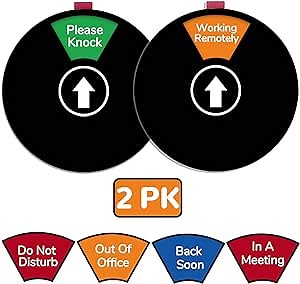 2PK Office Door Signs - 6 Options, In a Meeting, Do Not Disturb, Will be Back Soon - 6 Inches