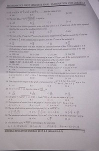 MATHEMATICS FIRST SEMESTER FINAL EXAMINATION FOR GRADE 12 11. I... | Filo