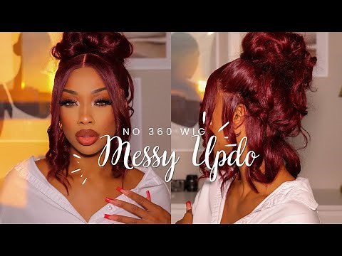 😍MESSY UPDO WITH PINCURLS TUTORIAL! NO 360 FRONTAL NEEDED- FT CURLYME