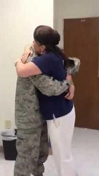 Military son surprises mom at work