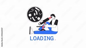 Bacterias research loader animation. Lab experiment. Flash message 4K video footage. Isolated outline colour loading progress indicator with alpha channel transparency for UI, UX web design