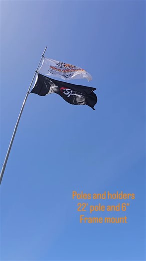 6" FRAME MOUNT- AVAILABLE IN 16', 22', AND 26'. Our number one sellers for tow trailers and the easiest when running one of our 12 volt lighted options. Attaches with the provided ubolt and hardware around your 6" front tongue frame. Check it out more and save with our 10% sale going on now!  Polesandholders.com | Poles and Holders | Facebook