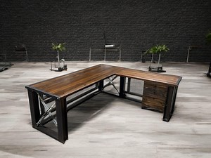 Industrial Steel Beam L-shaped Desk: Rustic Southern Yellow Pine Top - Etsy