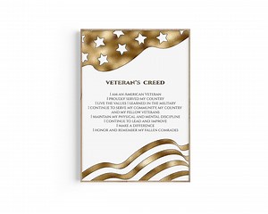 Veteran's Creed Printable Art: US Military Decor (instant Download) - Etsy