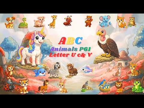 ABC Zoo Animals P61 Letter U & V Unicorn & Vulture | Nursery Rhyme for Kids | Kid TV 365