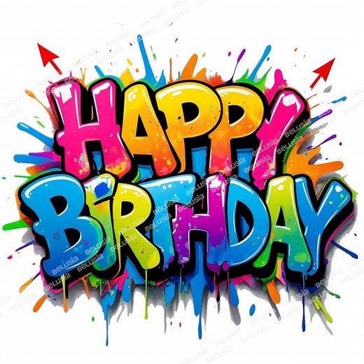 Happy Birthday Graffiti Clipart - 23 PNG, Bright Birthday Lettering, Urban Street Style Art, Fun Happy Birthday Image Set, Digital Download - Etsy