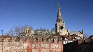 Chichester Cathedral footage form the south side at St Richards Walk with the impressive Spire in view.