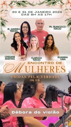 IEADENP OFICIAL on Instagram: "✨ ENCONTRO DE MULHERES – Assembleia de Deus Novas de Paz Cruz Cabugá ✨ 📅 30 e 31 de janeiro de 2026 🎶 Dois dias separados para viver algo sobrenatural na presença do Senhor! Prepare o coração, porque a Cruz Cabugá será tomada por louvor, adoração e um mover poderoso de Deus, com a participação de: 🎤 Débora do Violão 🎶 Adner e Daniel 🎤 Suzana Silva 🎸 Desejo de Missões 🔥 Um encontro de mulheres para glorificar o Senhor, renovar a fé e viver dias que marcarão a