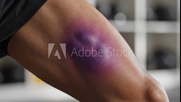 Man's Thigh With a Bruise or Contusion From an Injury