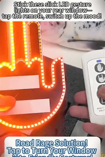 Car Gesture Decorative Lights, Ambient Lighting, Rechargeable Led Gesture Lights for Cars, SUVs, Trucks Road Rage Led Signs calm road rage,Remote Control Triple Mode Fun Finger Lights. Visibility#titok #titokshop