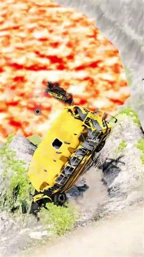 🚌 SCHOOL BUS vs Deep Lava Pit #automobile #beamngrao #carsafety